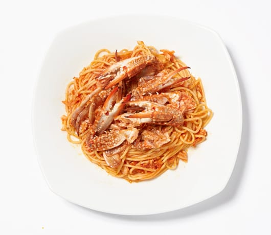ワタリガニのトマトソースパスタ